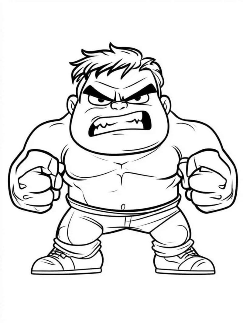 Tranh tô màu Hulk phong cách chibi dễ thương