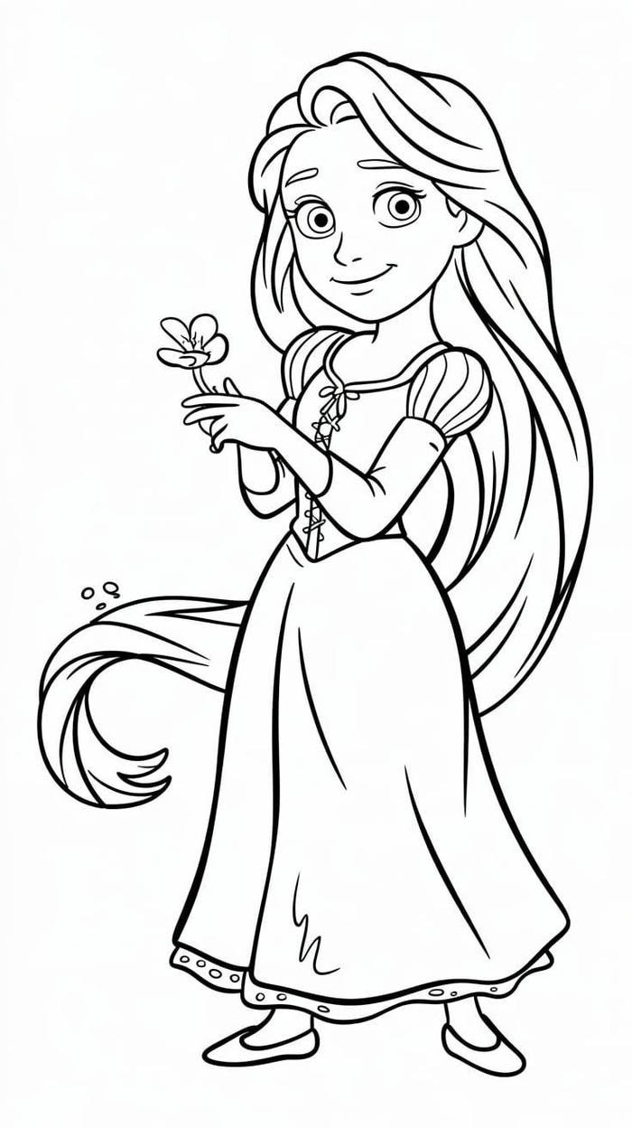 Tranh tô màu công chúa tóc mây chibi