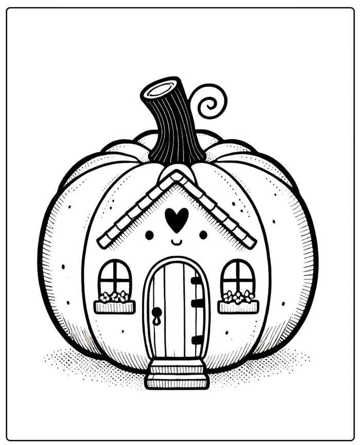 Tranh tô màu quả bí hallowen kiểu hoạt hình