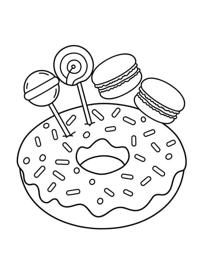 Tranh tô màu tranh tô màu donut hình tròn ngộ nghĩnh