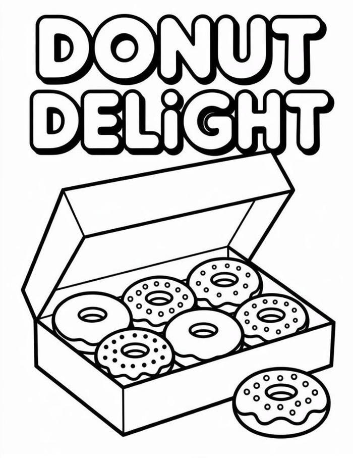 Tranh tô màu tranh tô màu donut nét viền rõ
