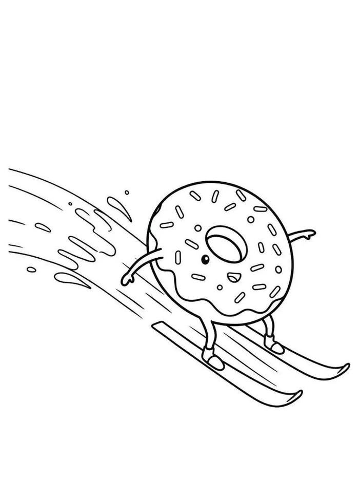 Tranh tô màu tranh tô màu donut tạo dáng đáng yêu
