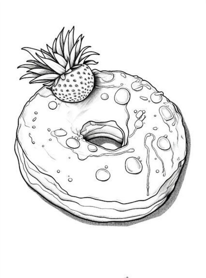 Tranh tô màu tranh tô màu donut tròn đầy hấp dẫn