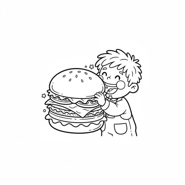 Tranh tô màu tranh tô màu hamburger cho bé