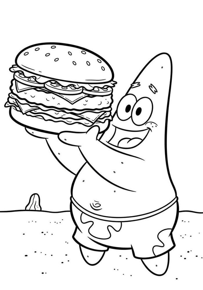 Tranh tô màu tranh tô màu hamburger cute