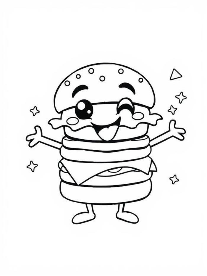 Tranh tô màu tranh tô màu hamburger đơn giản