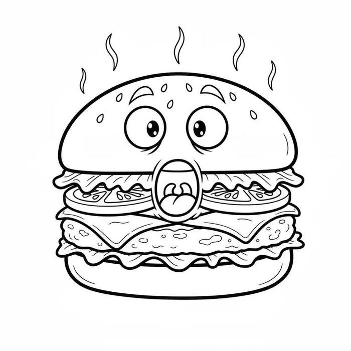 Tranh tô màu tranh tô màu hamburger nét đậm