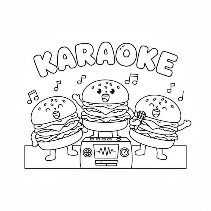 Tranh tô màu tranh tô màu hamburger ngộ nghĩnh
