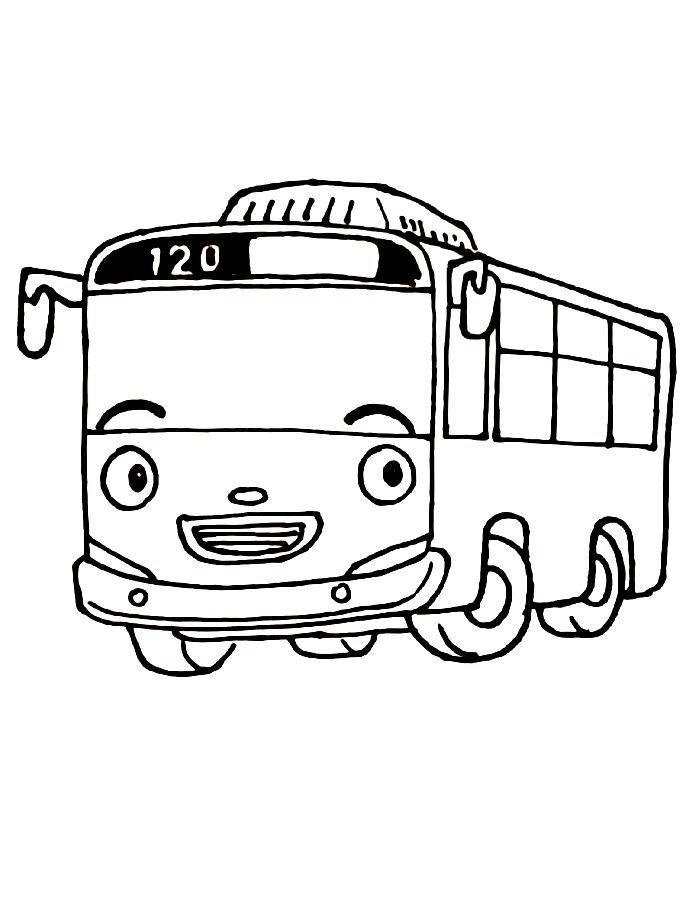 Tranh tô màu xe buýt bánh to vững chắc