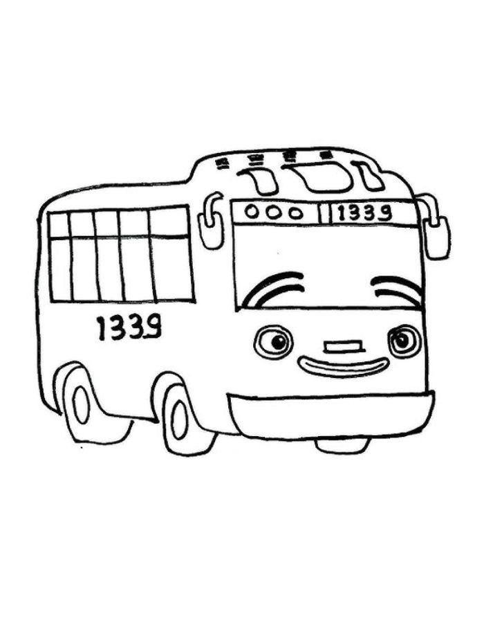 Tranh tô màu xe buýt ngộ nghĩnh