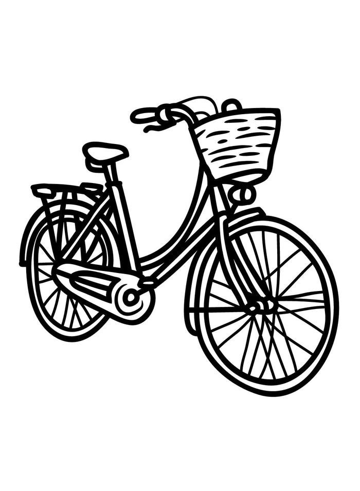 Tranh tô màu xe đạp giỏ xe to