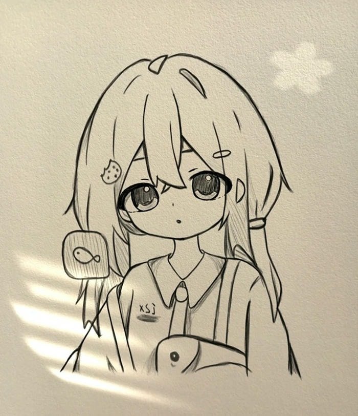 Tranh vẽ anime cute bố cục cân đối