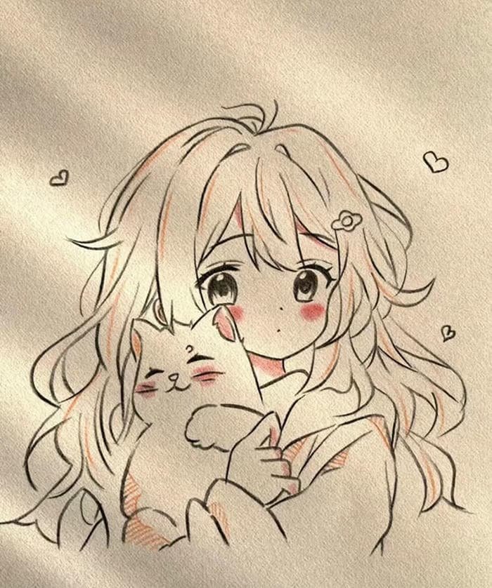 Tranh vẽ anime cute cảm giác ấm áp