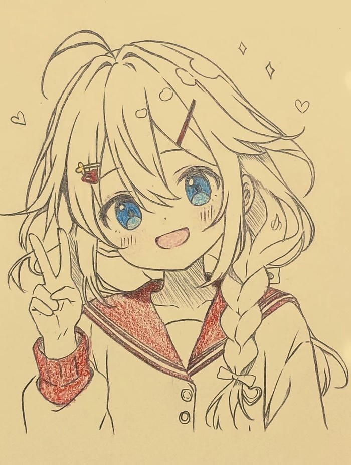 Tranh vẽ anime cute phong cách học sinh