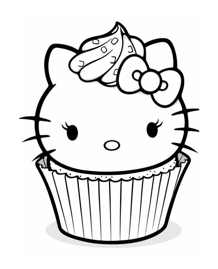 ảnh tô màu cupcake hello kitty