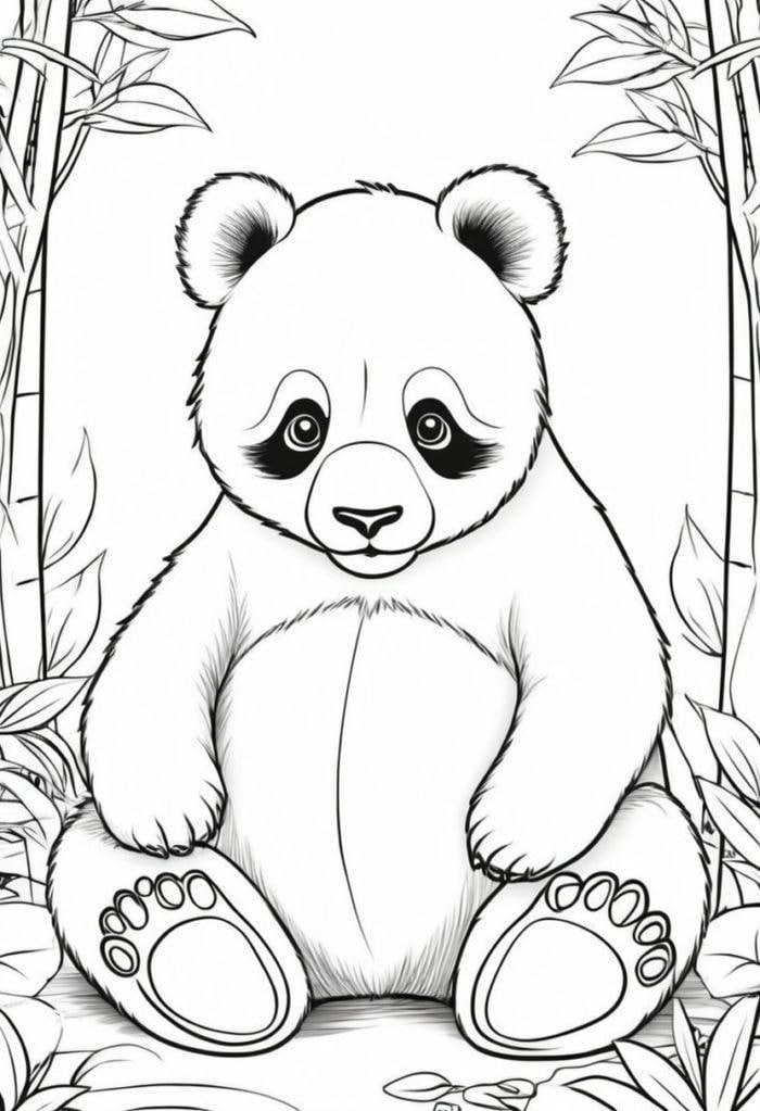 ảnh tranh tô màu con gấu trúc bụng bự