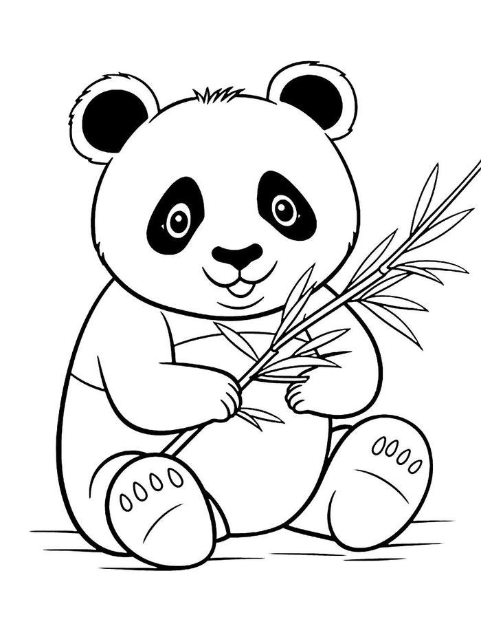 ảnh tranh tô màu con gấu trúc ngồi chơi