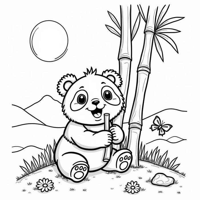 ảnh tranh tô màu con gấu trúc tay ngắn