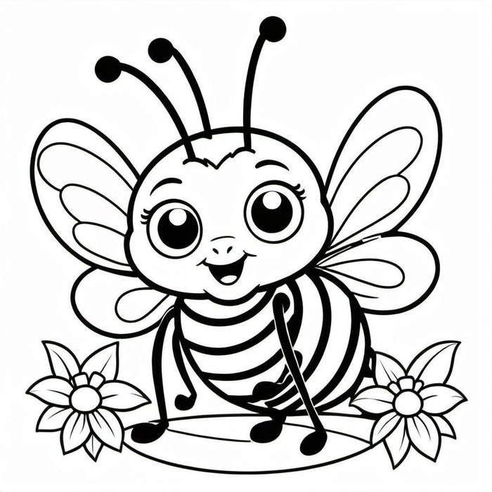 ảnh tranh tô màu con ong chibi