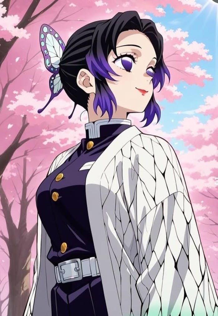 bức ảnh avatar shinobu buộc tóc cánh bướm
