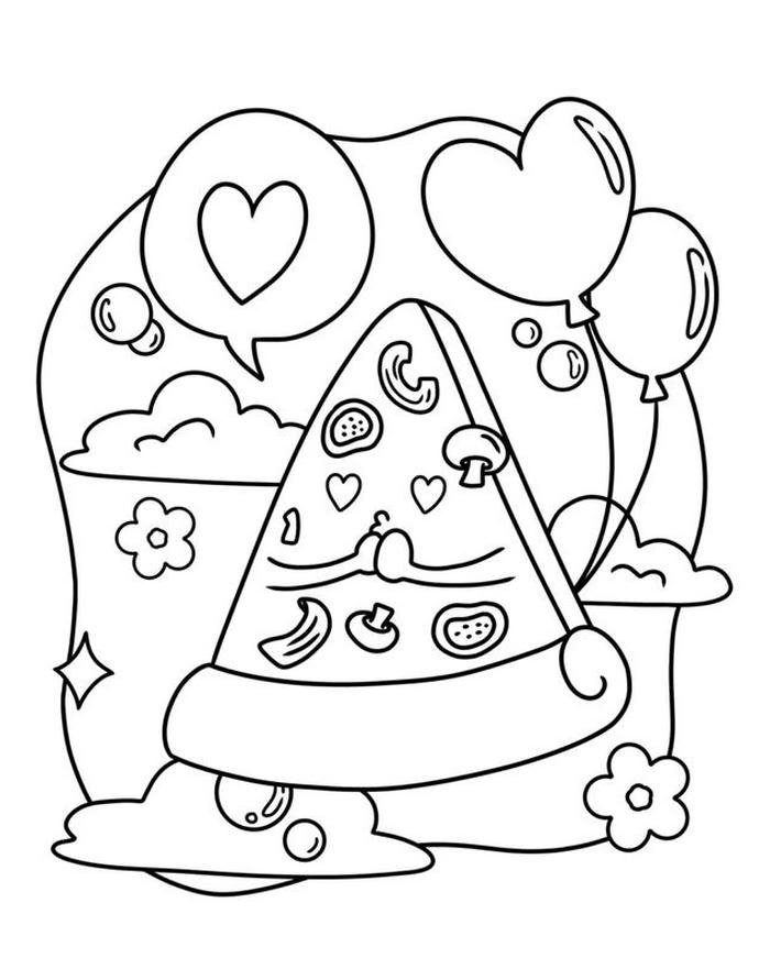 bức ảnh bức ảnh tranh tô màu bánh pizza cười nháy mắt
