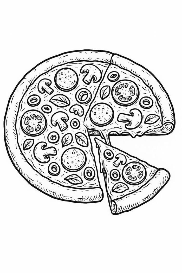 bức ảnh hình ảnh tranh tô màu bánh pizza nóng giòn