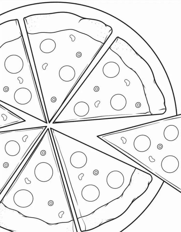 bức ảnh hình tranh tô màu bánh pizza topping nấm