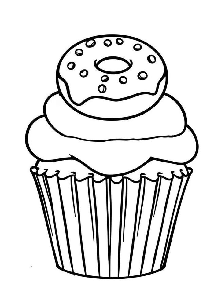 bức ảnh tô màu cupcake donut