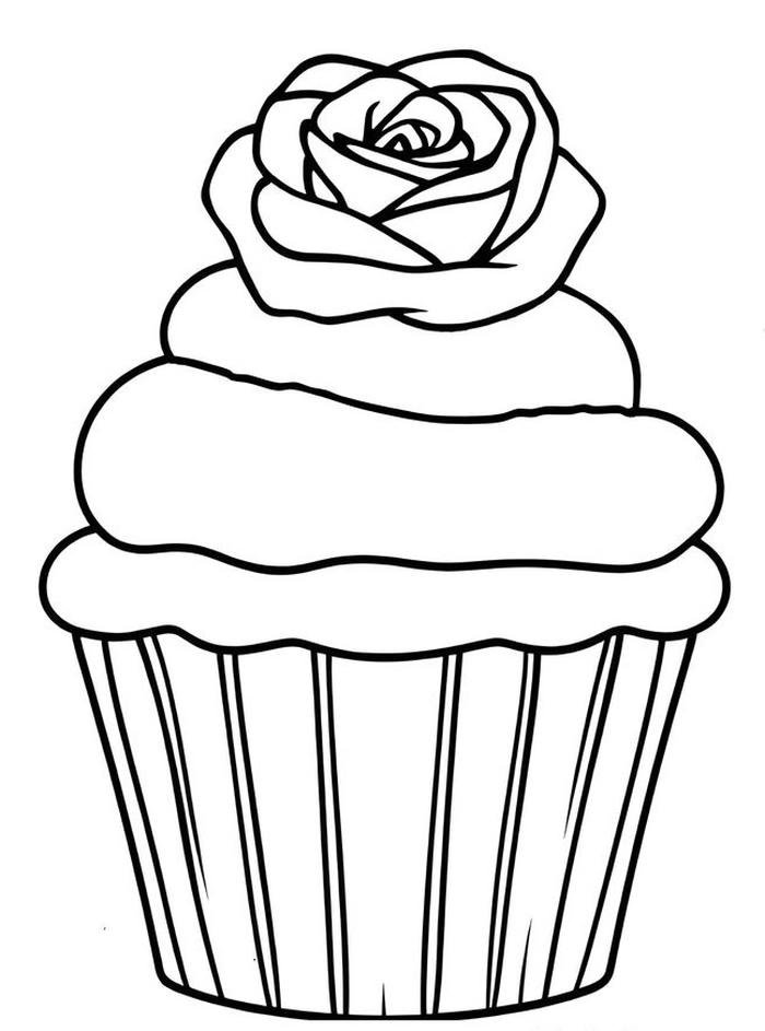 bức ảnh tô màu cupcake hoa hồng