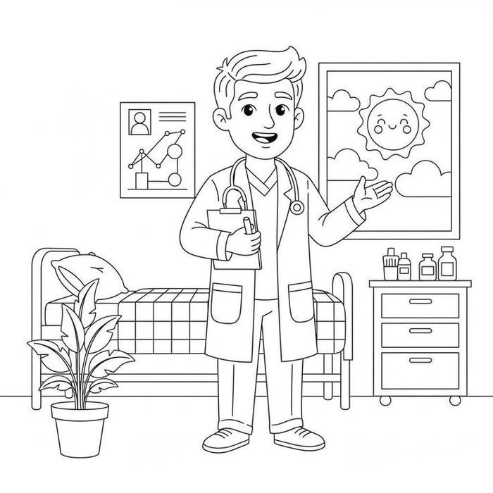 bức ảnh tranh tô màu bác sĩ dáng nhỏ nhắn