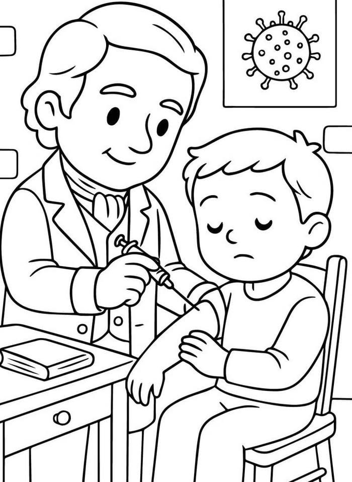 bức ảnh tranh tô màu bác sĩ nam nghiêm túc