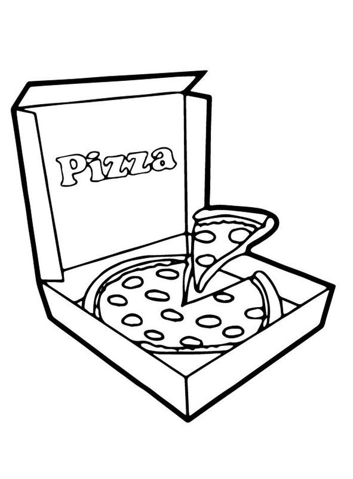 bức ảnh tranh tô màu bánh pizza lát nghiêng