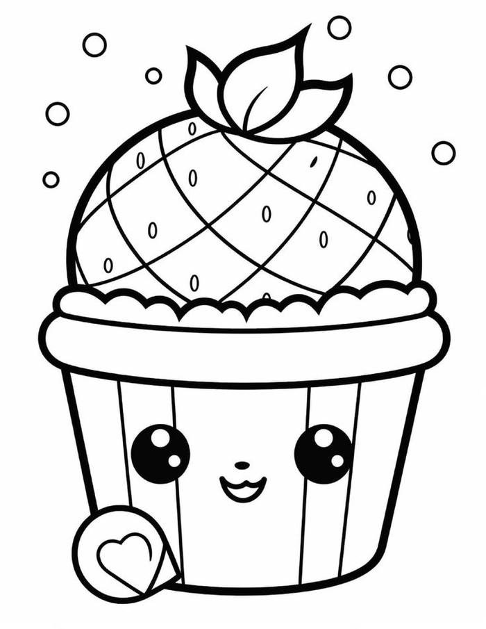 bức ảnh tranh tô màu cupcake ánh nhìn tinh nghịch
