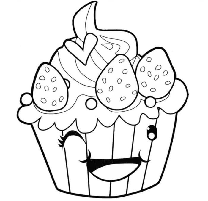 bức ảnh tranh tô màu cupcake cười mỉm