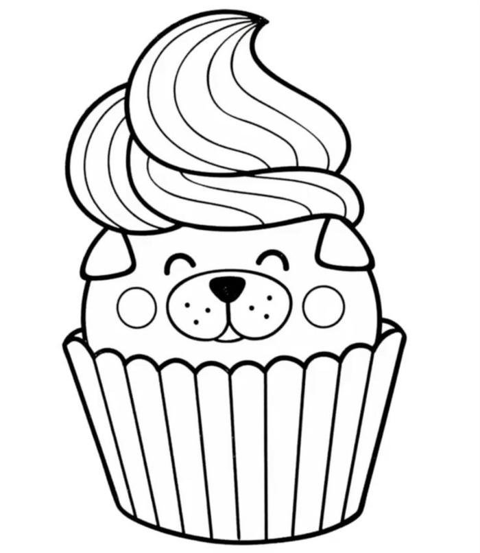 bức ảnh tranh tô màu cupcake cười tươi