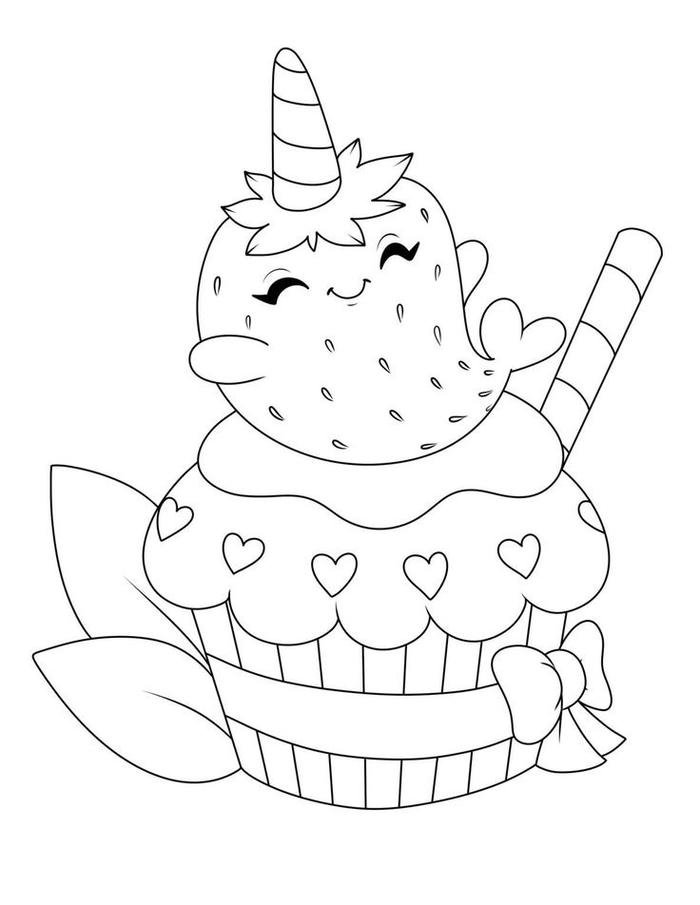 bức ảnh tranh tô màu cupcake mi cong