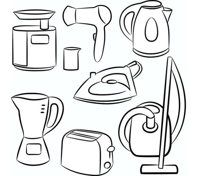 bức ảnh tranh tô màu dụng cụ nhà bếp vui nhộn
