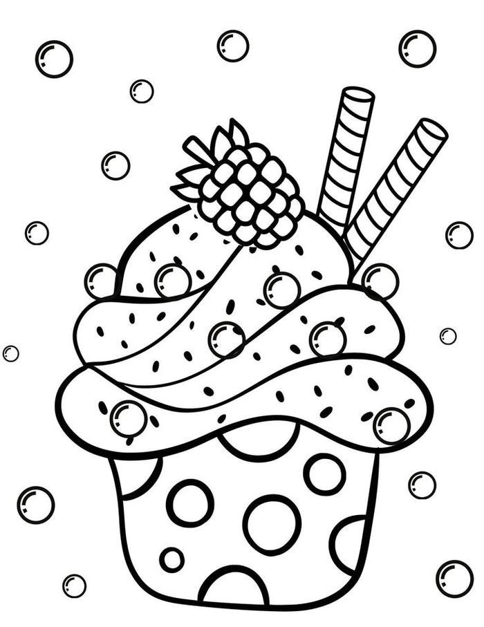 bức hình tô màu cupcake hoa quả