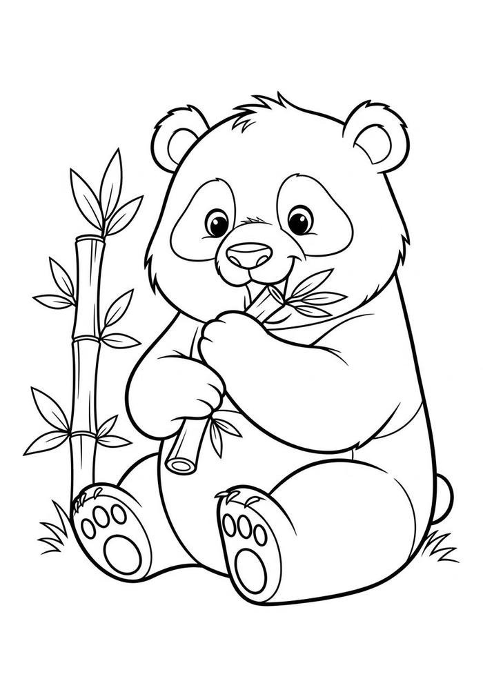 bức tranh tô màu con gấu trúc cười hiền