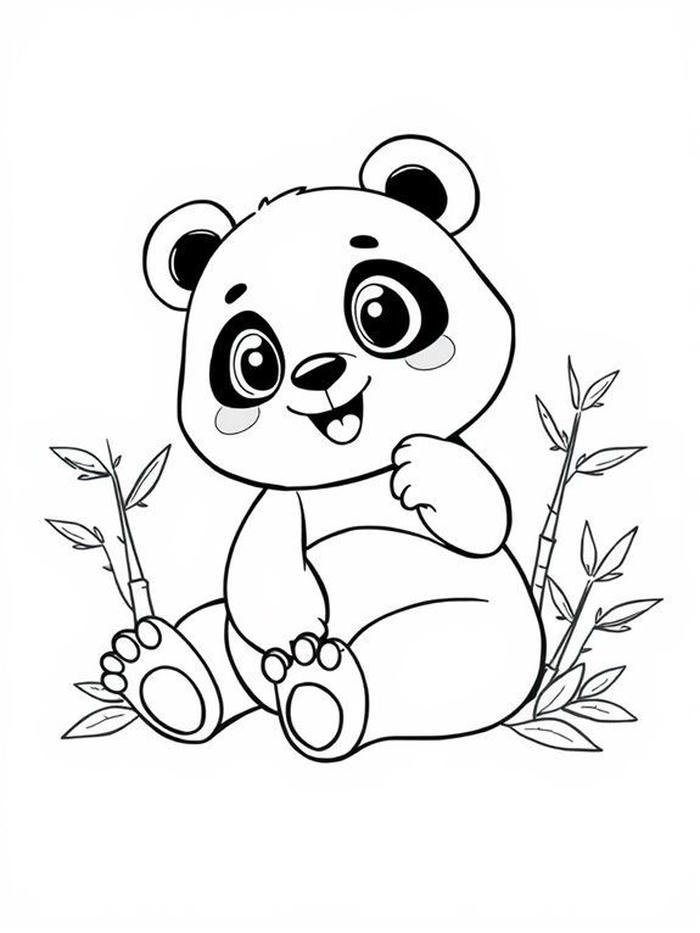 bức tranh tô màu con gấu trúc mắt đen