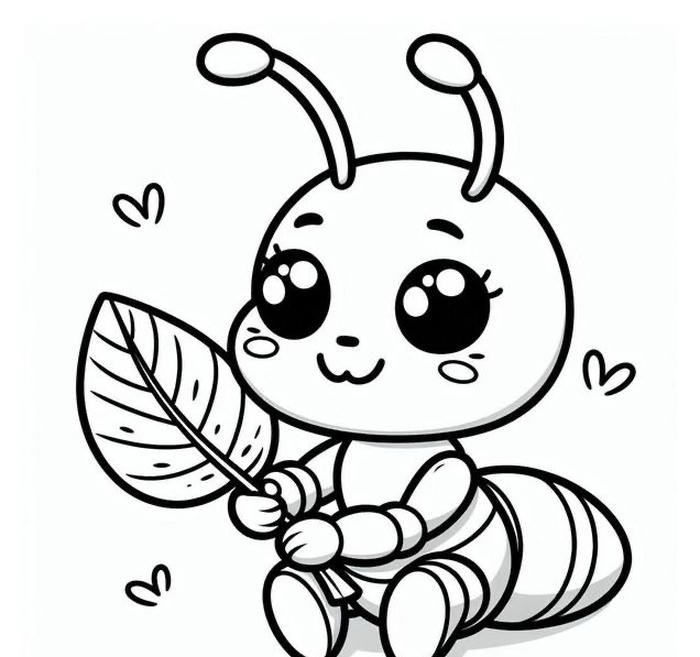 bức tranh tô màu con kiến chibi