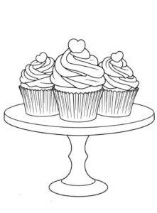 bức tranh tô màu cupcake đế cao