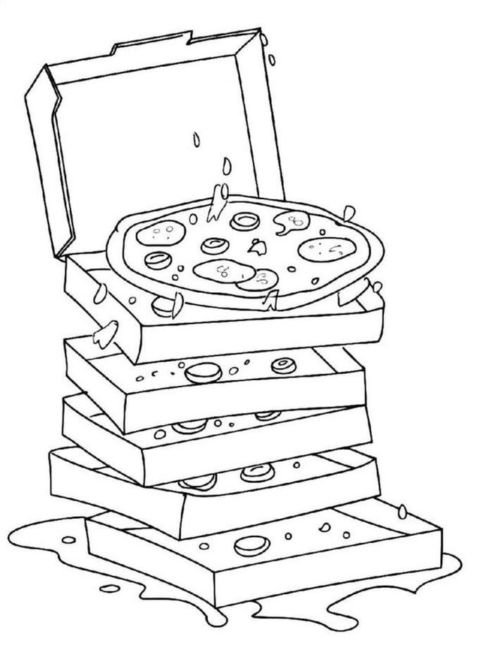 hình ảnh bức ảnh tranh tô màu bánh pizza ngộ nghĩnh