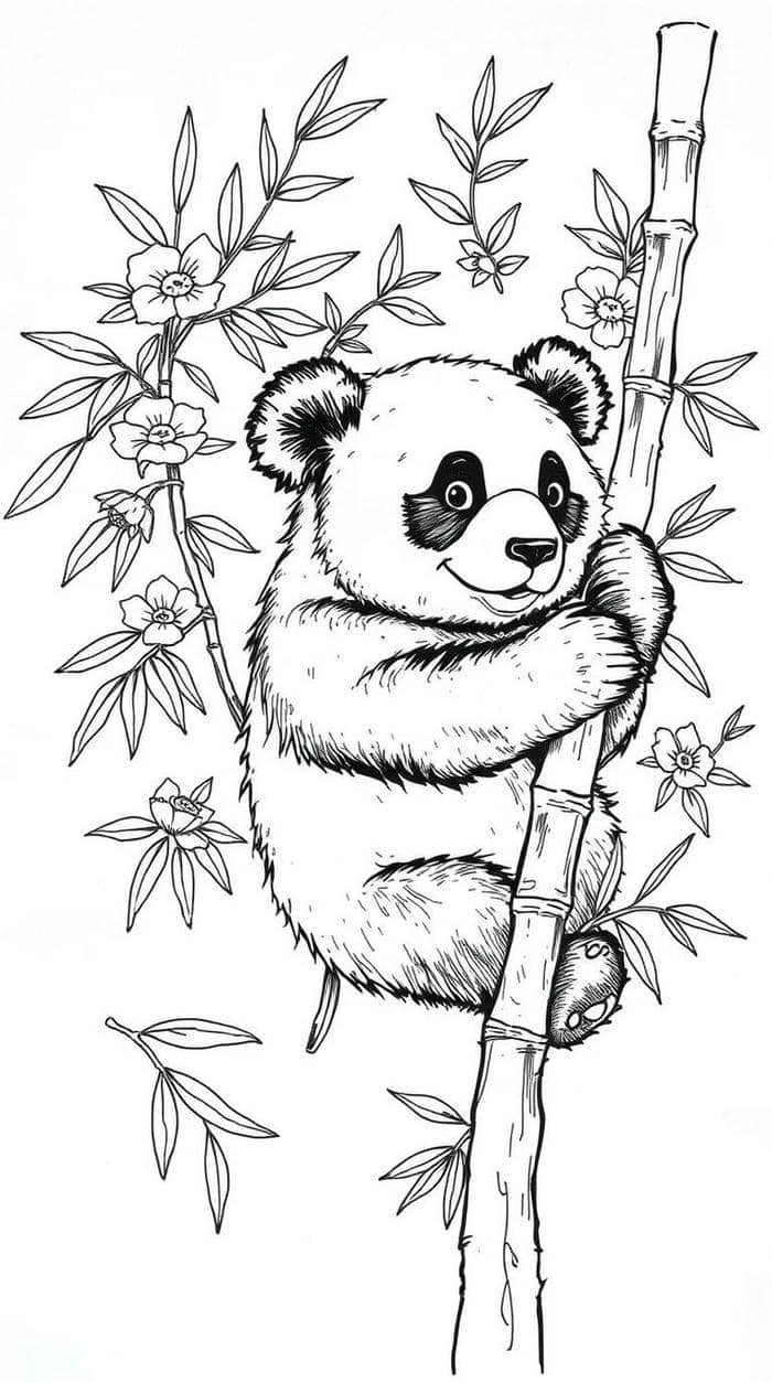hình ảnh con gấu trúc tranh tô màu dễ thương