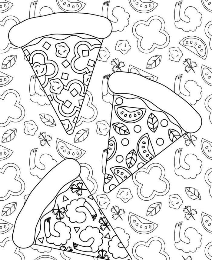hình ảnh hình tranh tô màu bánh pizza lát rời