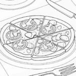 hình ảnh hình tranh tô màu bánh pizza topping thịt