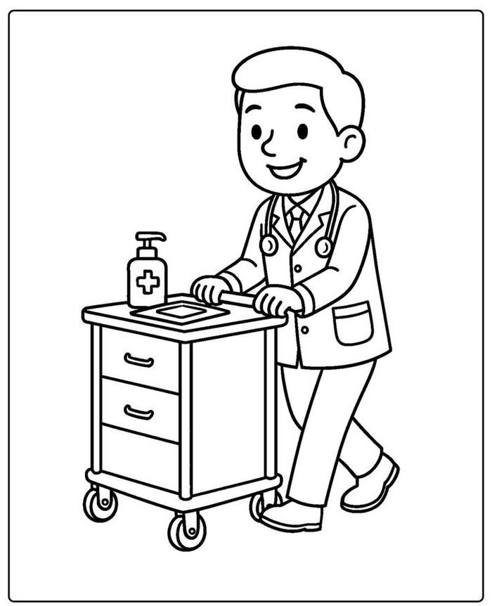 hình ảnh tranh tô màu bác sĩ ánh mắt hiền