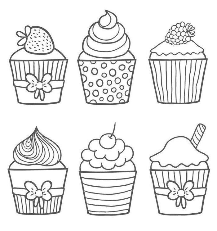 hình ảnh tranh tô màu cupcake dễ thương