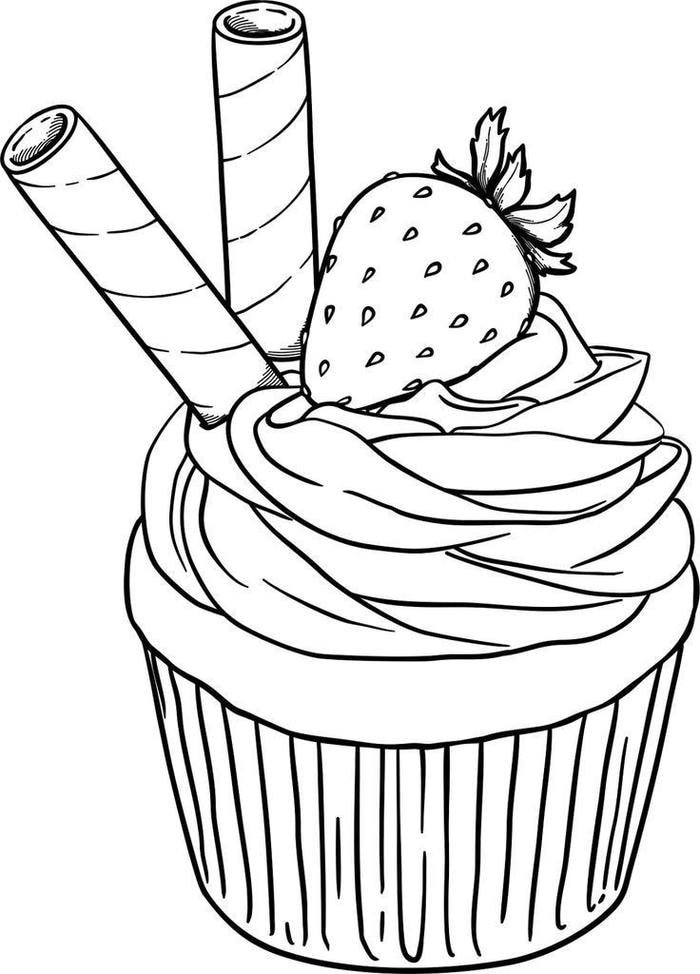 hình ảnh tranh tô màu cupcake kem chảy nhẹ