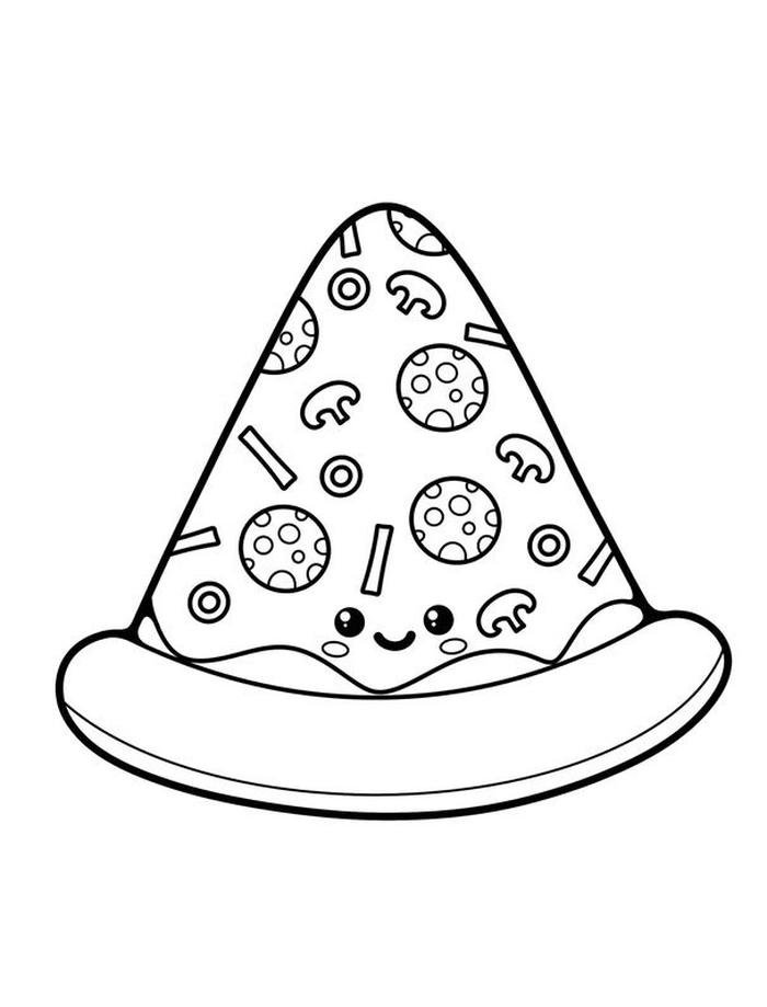 hình bức ảnh tranh tô màu bánh pizza đáng yêu
